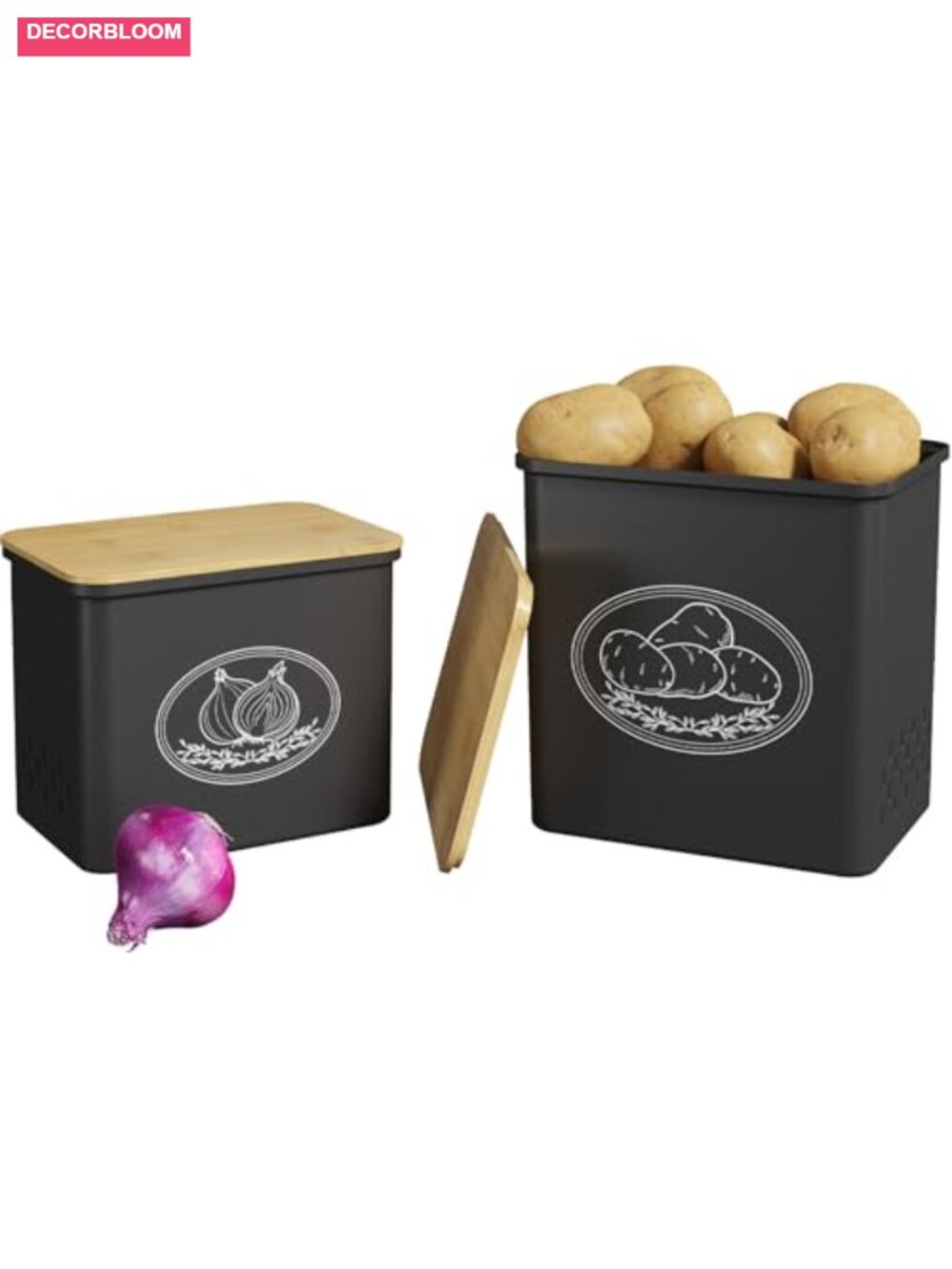 Lifewit Plastic Potato Onion Garlic Storage Bin Set of 2 Stackable